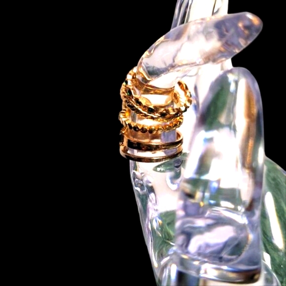 Ring Set Green Zirconias Gold Tone - Picture 10 of 10